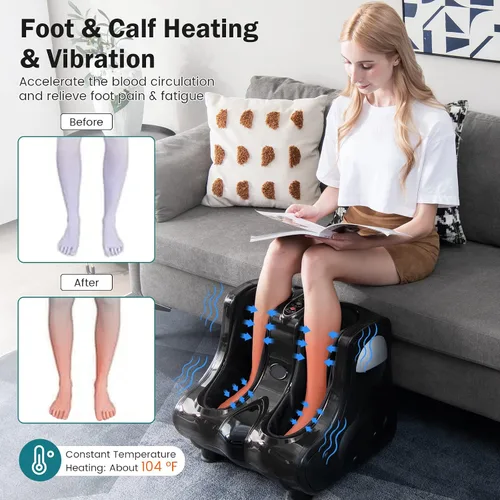 Vista 6 de ARLIME Masajeador de pies y pantorrillas con calor, máquina eléctrica Shiatsu, vibración de amasamiento profundo, masajeadores de compresión