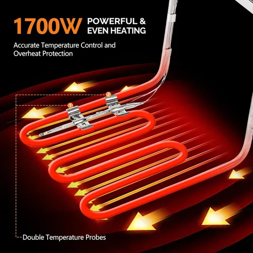 Vista 4 de Bonnlo Freidora eléctrica, freidora de encimera de 11.4 cuartos de galón con canasta, tapa, freidora comercial con control de temperatura, tanque