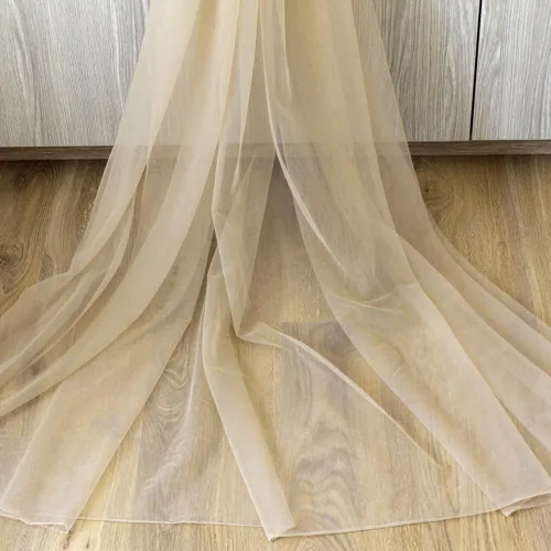 Vista 9 de Calidad novia viel perlas tul 180"x63" para vestidos blanco (marfil claro) Tull tela