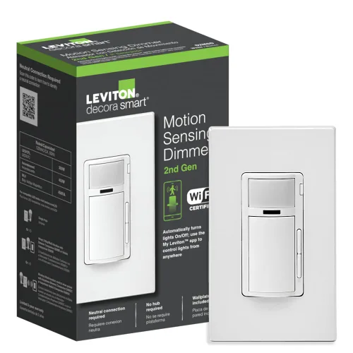 Vista 9 de Leviton Decora Smart interruptor regulador de intensidad, 0-10V, Wi-Fi, requiere cable neutro, funciona con Matter, My Leviton, Alexa, Google