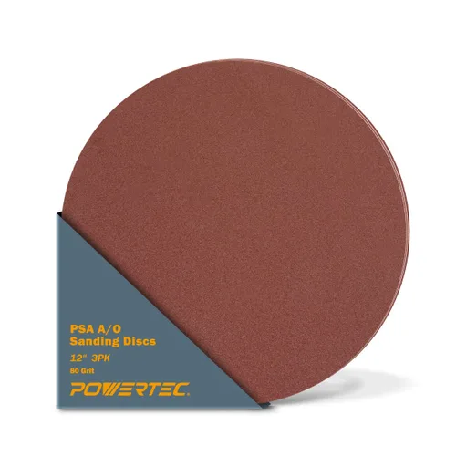 Vista 7 de POWERTEC 10 discos de lijado PSA de grano 80 de 12 pulgadas, papel de lija autoadhesivo de 12 pulgadas para paneles de yeso, carpintería, pintura