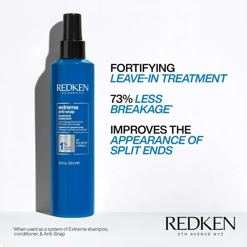 Vista 2 de Redken Extreme - Tratamiento sin enjuague antiquebradura y anti-rotura para cabello dañado - Fortifica y ayuda a reducir la rotura, infundido