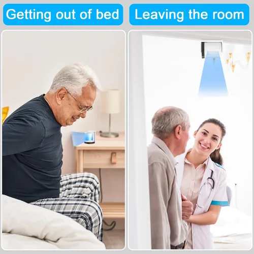 Vista 2 de Alarma de Sensor de Cama y Prevención de Caídas para Ancianos/Demencia, Buscapersonas de Sensor de Movimiento para Cuidadores con 5 Niveles