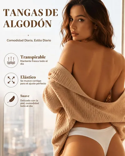 Vista 3 de FINETOO Paquete de 7 tangas para mujer, de algodón, transpirables, de tiro bajo, bragas hipster, sexy, S-XL