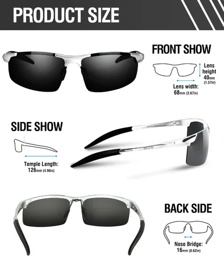 Vista 2 de Duco - Gafas de sol deportivas polarizadas para hombre con protección UV 8177s