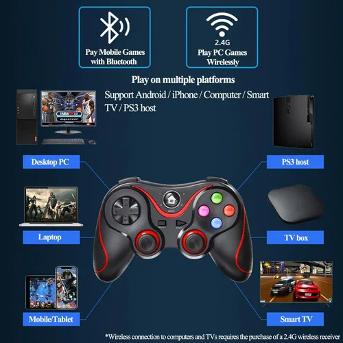 Vista 4 de V8 Wireless Game Controller for Windows 7810 PCiPhoneAndroid PS3, Dual Shock USB Bluetooth Mobile Phone Gamepad Joystick for IOS
