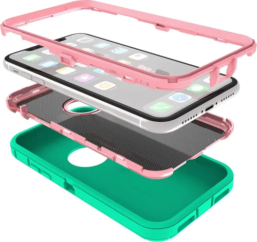 Vista 3 de MXX Compatible con iPhone XR, 3 capas súper protectoras, cuerpo resistente, resistente, a prueba de golpes y polvo, diseñada para Apple Xr funda