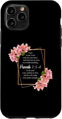 Vista 28 de iPhone 12 Pro Max Proverbios 3:5-6 Versículo de la Biblia Religioso Cristiano Hombres y Mujeres Caso
