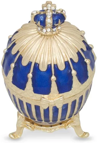 Vista 8 de BestPysanky Huevo de Pascua imperial real acanalado esmaltado azul 1885