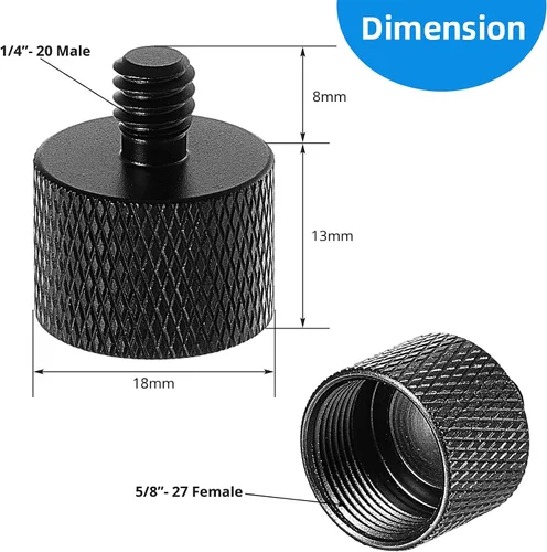 Vista 2 de Frienda Adaptador de soporte de micrófono de 4 piezas 5/8 hembra a 1/4 macho para montaje de cámara, trípode de conversión de rosca, adaptador