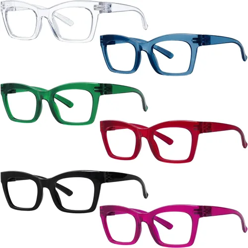 Vista 10 de Gafas de lectura sin tornillos, bisagras de resorte sin tornillos, paquete de 6 lectores para mujer (+0.00)