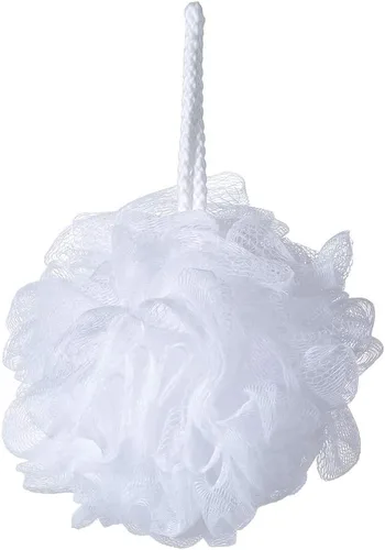 Vista 2 de Esponja de baño lufa ducha Puf de ducha de malla blanca, paquete de 6 (1.23 oz/pieza)