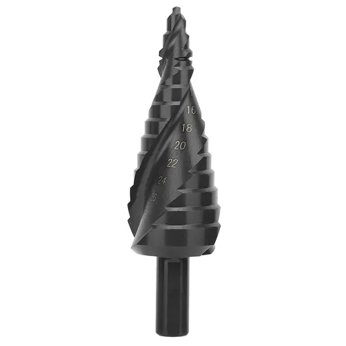 Vista 2 de Broca escalonada, brocas de cono negro para metal, madera, 0.236-1.181 in, cortador de agujero, nitruración de acero de alta velocidad para plástico