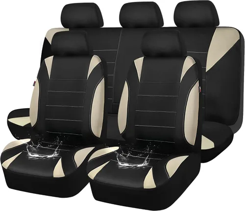 Vista 20 de Car Pass - Fundas impermeables de neopreno para asientos, juego completo negro de ajuste universal, fundas protectoras para interior de auto SUV