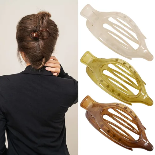 Vista 16 de ATODEN Pinzas planas para el cabello, 3 piezas, French Concord - Pinzas de mandíbula neutras grandes para cabello fino/grueso, blanco, marrón, negro