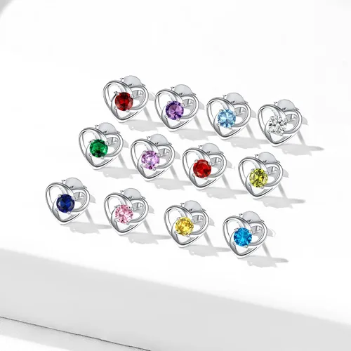 Vista 6 de ChicSilver Aretes de plata de ley 925 para mujeres y niñas, hipoalergénicos, con nudo celta, con piedra natal, joyería irlandesa vintage, regalos