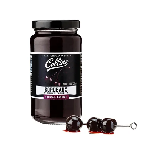 Vista 13 de Collins Bourbon Cocktail Cherries - Aderezo para bebidas para cócteles Manhattan o Old Fashioned y postres, hecho con whisky galardonado, frasco