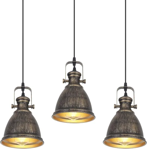 Vista 9 de Paquete de 3 luces colgantes negras para isla de cocina, lámpara colgante vintage, 6.5 pulgadas, altura ajustable, iluminación colgante