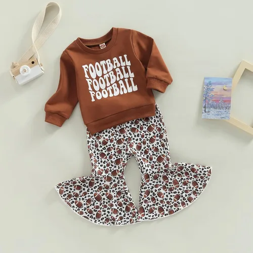 Vista 2 de Karuedoo Conjunto de sudadera de manga larga para bebé niña con pantalones acampanados para otoño e invierno