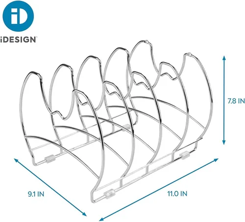 Vista 7 de InterDesign Classico - Organizador de almacenamiento de gabinete de cocina para sartenes y sartenes, vertical, cromado
