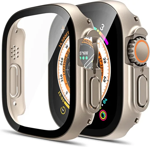 Vista 17 de TAURI - Juego de 2 carcasas rígidas para Apple Watch Series 10 (2024) 46mm, con protector de pantalla de cristal templado PC