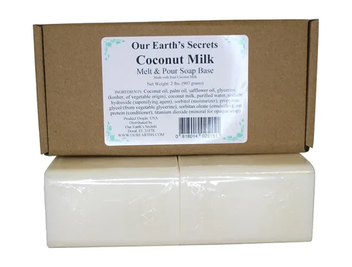 Vista 5 de Our Earth's Secrets Leche de coco - 2 libras Base de jabón para derretir y verter