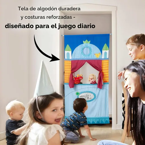 Vista 5 de HABA Teatro de Marionetas de Puerta - Ahorrador de Espacio con Varilla Ajustable: Ideal para Juego de Simulación, Marionetas de Mano, Actividades