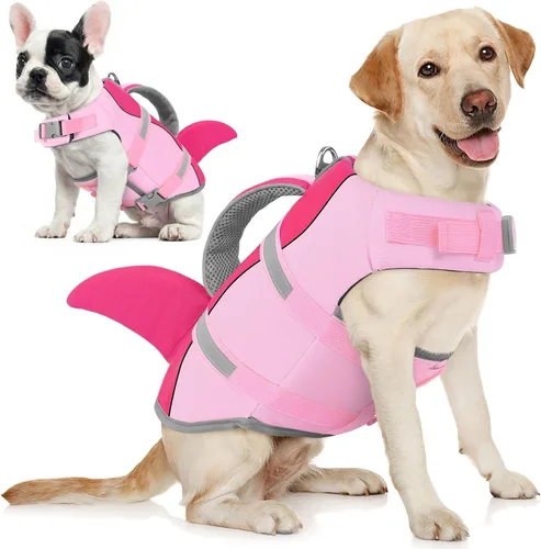 Vista 14 de AOFITEE Chaleco salvavidas para perros, chaleco salvavidas para perros pequeños, chaleco de seguridad reflectante con flotabilidad superior y asa
