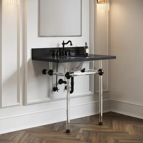 Vista 2 de Kingston Brass KB1975AL Heritage - Grifo de lavabo generalizado con mango de palanca de metal, bronce aceitado, centro ajustable de 8 pulgadas