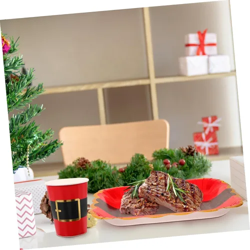 Vista 2 de NOLITOY 1 juego de tirar de la bandera decoraciones de Navidad camping taza desechable decorar suministros de fiesta taza de fiesta de Navidad tazas