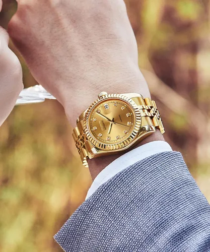 Vista 2 de Self Winding Watches for Men Fashion Silver Gold Stainless Steel Watches Skeleton Mechanical Mens Watches Tourbillon Automatic Mens Dress Watch