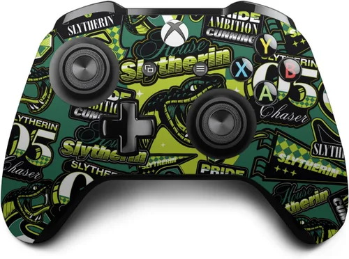 Vista 5 de Head Case Designs Officially Licensed Harry Potter Slytherin Pattern Graphics Vinyl Sticker Gaming Skin Decal Cover Compatible with Xbox One X