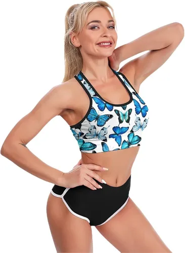 Vista 3 de HK97 Sujetadores deportivos para mujer, de alto apoyo, espalda cruzada, casual, fitness, entrenamiento, brasier de yoga acolchado extraíble