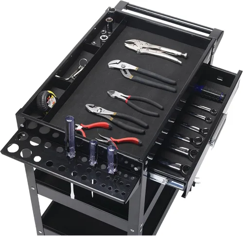 Vista 4 de Performance Tool W54006 - Carrito utilitario de 3 estantes con cajón de 23 pulgadas x 16 pulgadas