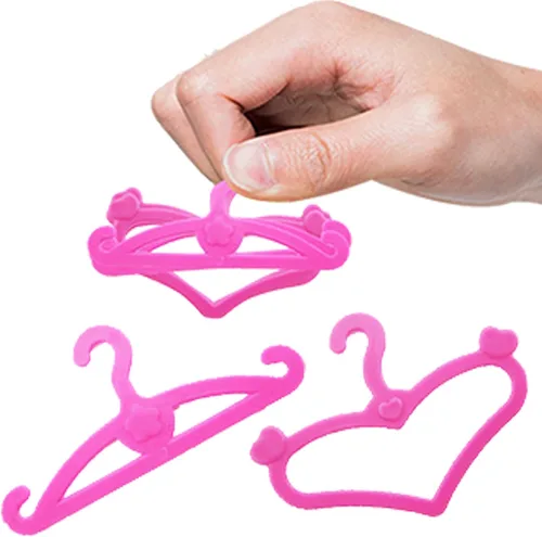 Vista 2 de 62 perchas de plástico rosa para muñecas de 11.5 pulgadas, accesorios para ropa, vestido, vestido