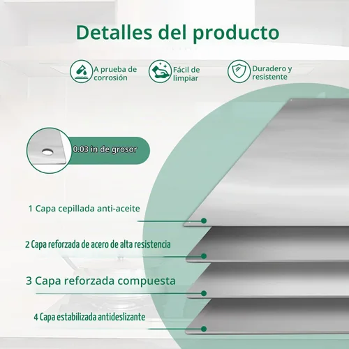 Vista 3 de Panel de protección contra salpicaduras de acero inoxidable de 36 x 24 pulgadas para pared de cocina, resistente al calor y a las manchas, fácil