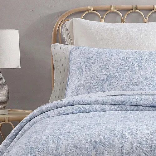 Vista 4 de Tommy Bahama - Juego de edredón tamaño Queen, decoración reversible de algodón para dormitorio con fundas a juego, ropa de cama costera con reverso