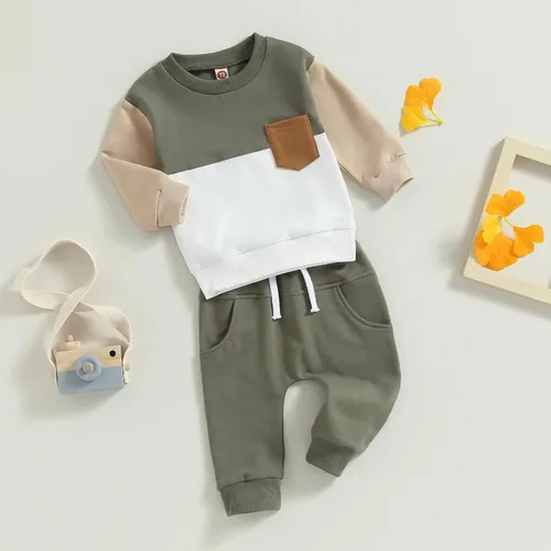 Vista 3 de FYBITBO Conjunto de sudadera de manga larga y pantalones deportivos para bebé niño