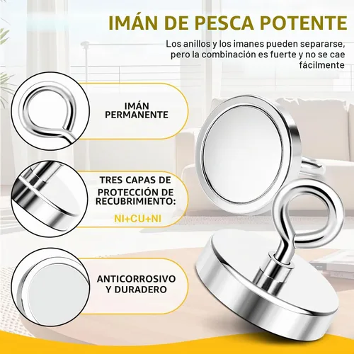 Vista 3 de DIYMAG Imán de pesca, imanes fuertes grandes de 1,42 pulgadas 150Lbs para levantar
