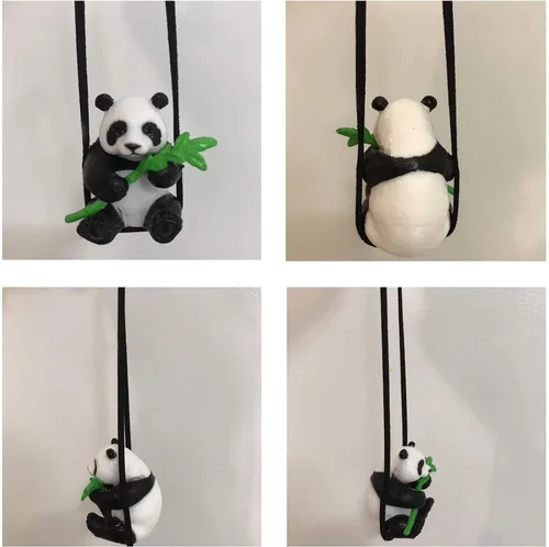 Vista 5 de E.Q.L - Lindo colgante de coche de panda, decoración colgante de automóvil, accesorios para espejos retrovisores interiores, adorno colgante