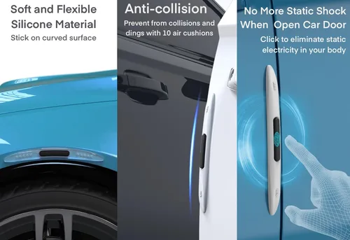 Vista 3 de 4 protectores de borde de puerta de automóvil, protector de silicona para automóvil, protector universal anticolisión, tiras protectoras