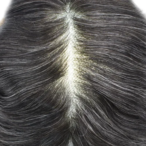 Vista 6 de PUNRU HAIR Completo Swiss Lace Toupee para hombres Sistema de cabello humano real Sistema de reemplazo de cabello humano para hombre Toupee
