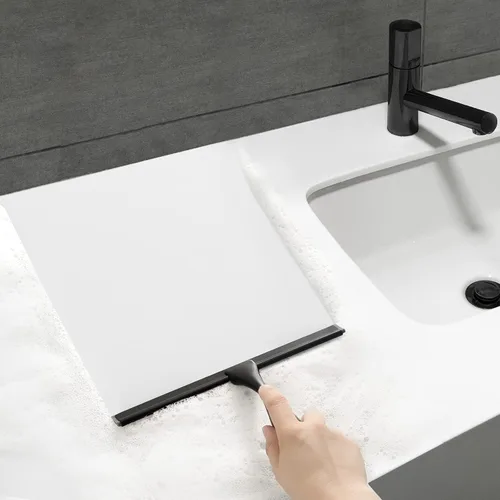Vista 4 de HIWARE Escobilla de ducha multiusos para puertas de ducha, baño, ventana y cristal de coche, color negro, acero inoxidable, 10 pulgadas