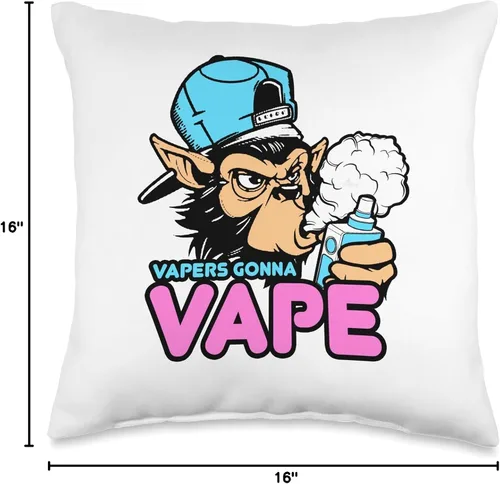Vista 4 de Vaping Shirt Vape Store Gift Monkey Vapers Gonna Gorilla T-Shirt Vape Tee Throw Pillow, 16 x 16 pulgadas, multicolor