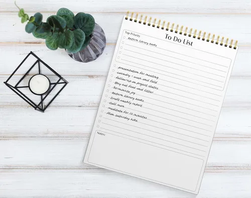 Vista 5 de Better Office Products To Do List Notepad, 8.5" x 11", Planning Note Pad, 50 Sheets, Double Wire Spiral, Daily Agenda Productivity Checklist