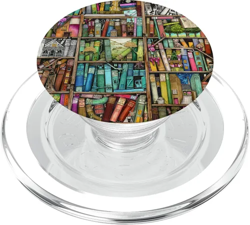 Vista 8 de Libros de lectura Biblioteca Cool Library Estantes Libros Amante Librero PopSockets PopGrip: Agarre intercambiable para teléfonos y tabletas