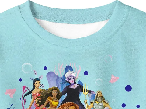 Vista 3 de Little Girls Mermaid 2023 Costume Princess Shirt Dress up Clothes for Girl T-Shirt Toddler Cartoon Tee Daily Wear 3-8Y