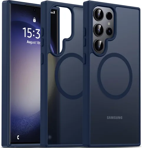 Vista 105 de Oterkin Funda magnética para Samsung Galaxy A17 mate, funda de teléfono A17 compatible con MagSafe esmerilada, translúcida, a prueba de golpes Negro