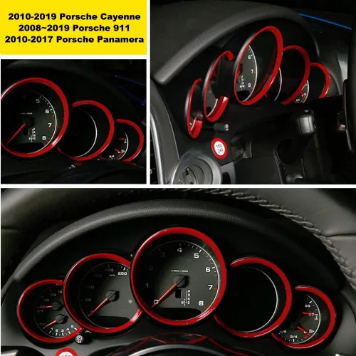Vista 6 de 5 anillos rojos para tablero de instrumentos para Porsche Cayenne, 911, Panamera