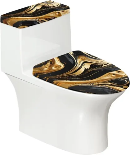 Vista 20 de Puprle - Funda para tapa de inodoro de mármol blanco, resistente a salpicaduras, con borde elástico, fundas suaves para inodoro de baño, se adapta a